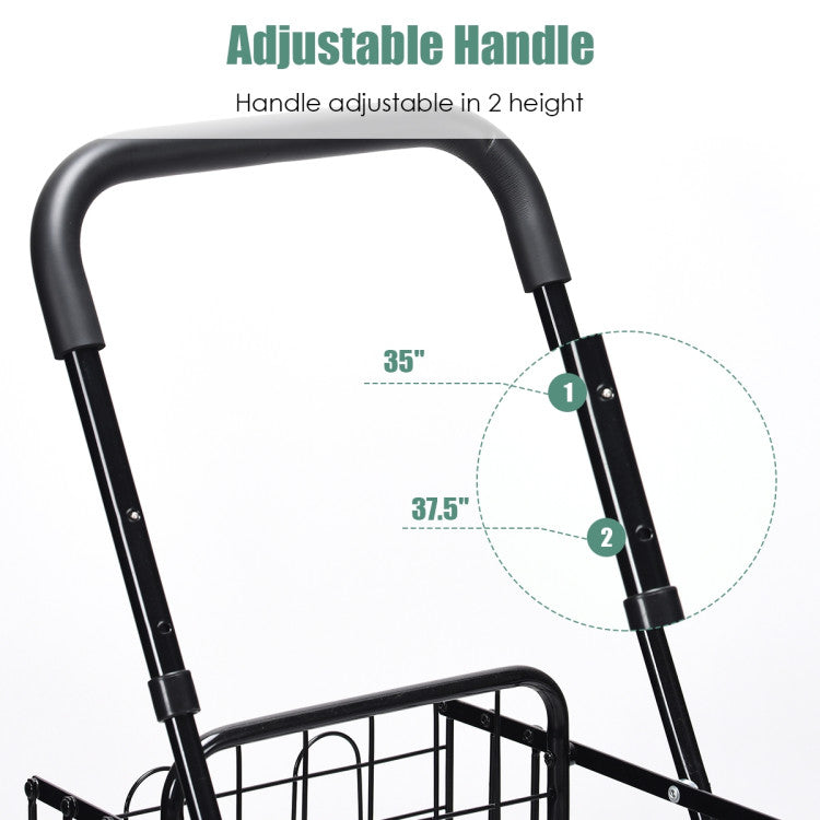 All-Purpose Folding Utility Cart – 2 Baskets + Smooth Rolling Wheels