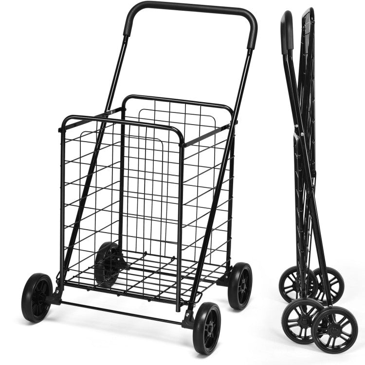 All-Purpose Folding Utility Cart – 2 Baskets + Smooth Rolling Wheels