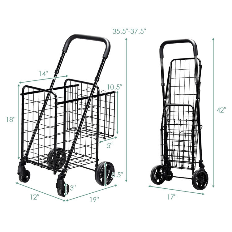 All-Purpose Folding Utility Cart – 2 Baskets + Smooth Rolling Wheels